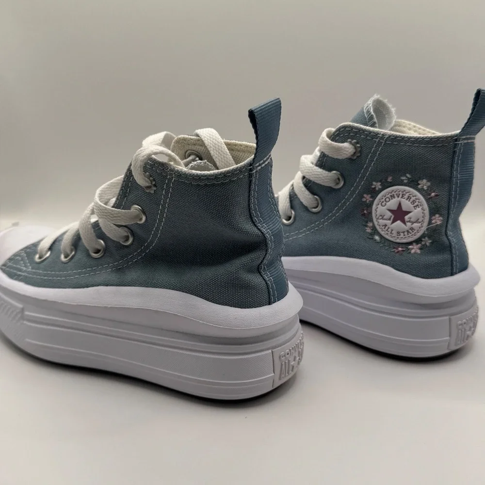 Converse Chuck Taylor All Star Move Floral Blue High Top Platform Shoes Girls 11